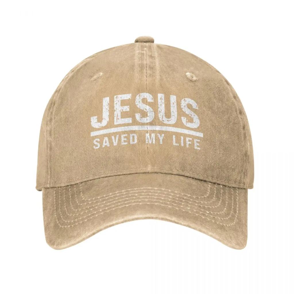 Casual Washed Cotton Jesus Saved My Life Christian Ponytail Baseball Cap Dad Spring Summer Snapback Hat Cap Hats
