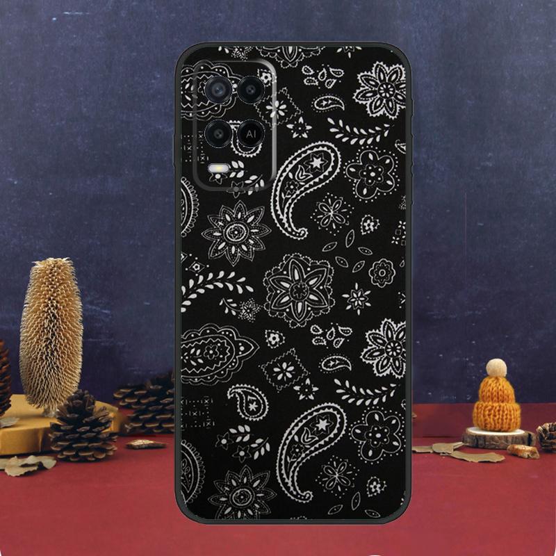 Black Bandana Paisley Case For Oppo A16 A76 A96 A17 A57 A40 A60 A80 A98 A58 A78 A18 A38 A54 A74 A94 A15 A5 A6 Pro