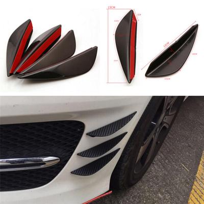 Carbon Fiber Front Bumper Lip Splitter Fins Body Spoiler Canard Valence Chin Set