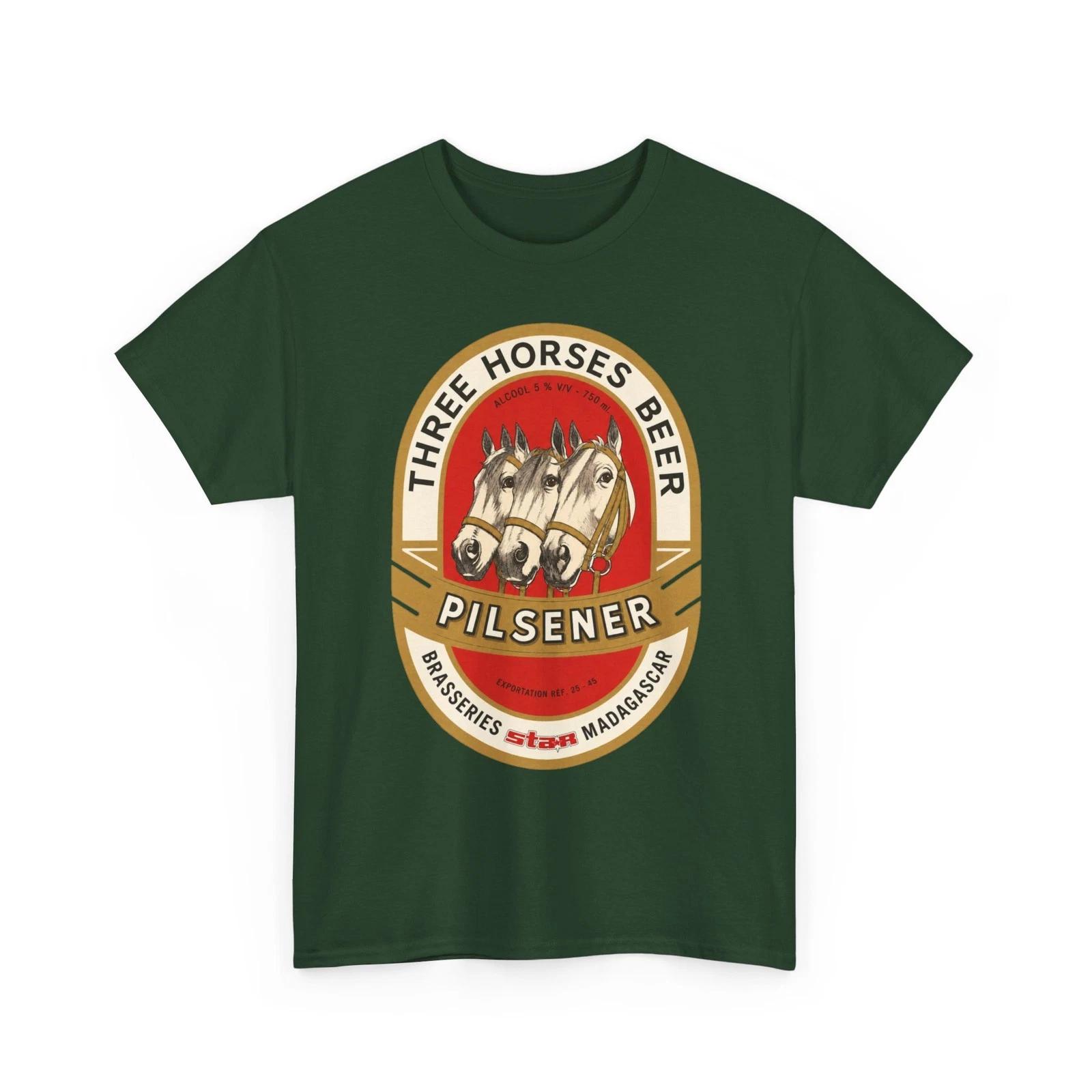 Three Horses Beer Pilsener Brasseries Star Madagascar Retro Beer Label T-Sirt S