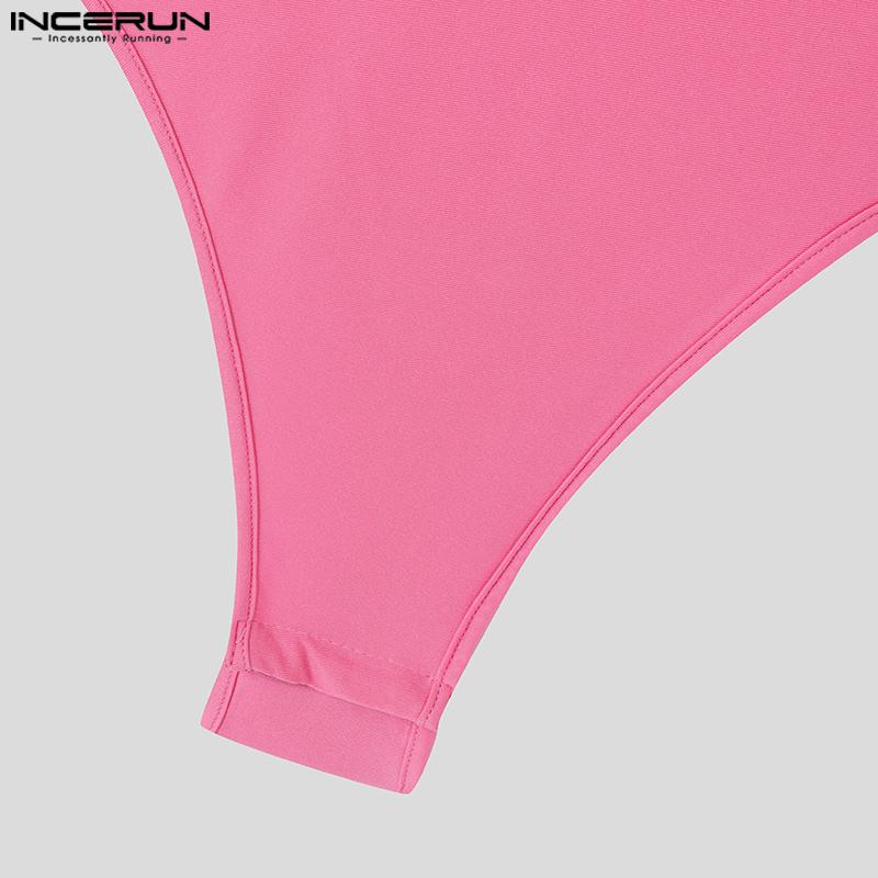 INCERUN Pánske body bez rukávov s hlbokým výstrihom do V. Fitted Club Home Playsuits