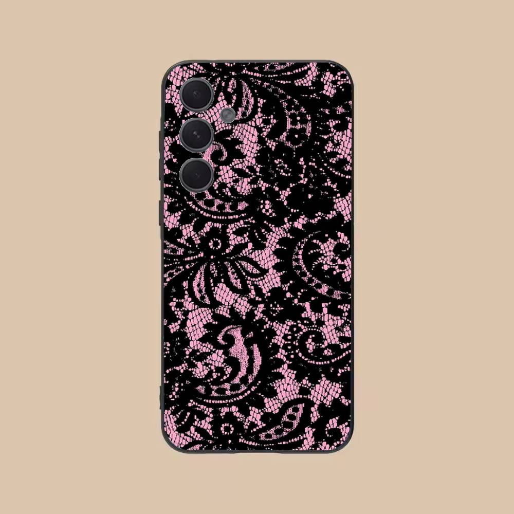 

Lace Print Phone Case For Samsung S25,24,21,22,23,20,S30,Ultra,Plus,Fe,Lite,Note,5G Black Cover SamsungS26