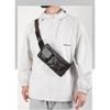 Men's PU Leather Waist Bag Simple Outdoor Casual Black Waist Pouch Men's Business Travel Waist Chest Bag