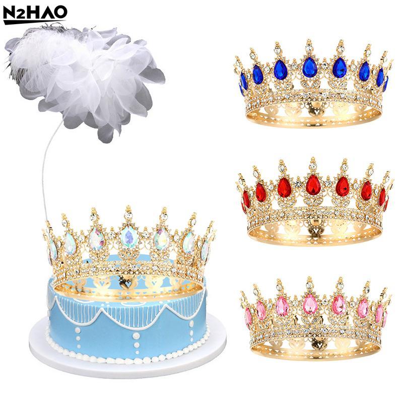 Crystal Pearl Crown Tiara Cake Topper Princess Theme Birthday Baby Shower Wedding Decorative Cupcake Topper For Kids Party