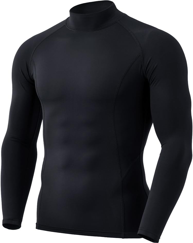 [Tesla] Sports Innerwear High Neck Men's Brushed Lining [Cold Protection, Lightweight Heat Retention, Stretchable] Long Sleeve Compression Wear