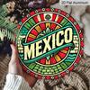 2D Flat, 1pc Round Mexico Themed Aluminum Hanging Sign, Colorful Mexican Flag Talavera Style Design, Retro Metal Wall Decor, Perfect for Cinco De
