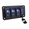 Rocker Switch Panel Blue Backlit Fast Charging for RV Marine Vehicles