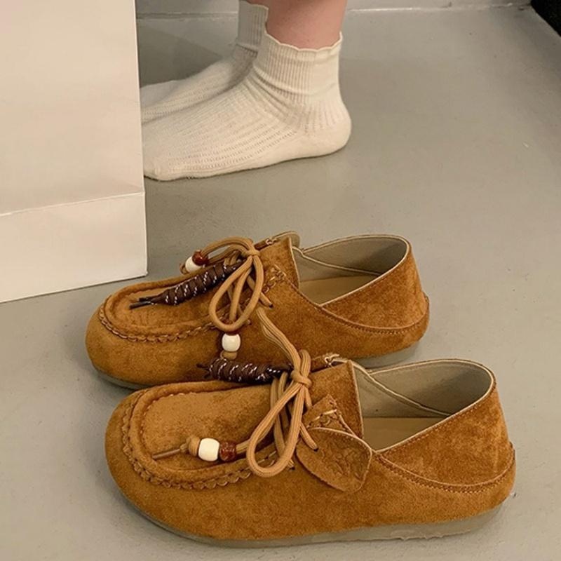 

Модная женская ретро обувь из коровьей кожи на плоской подошве 2025 трендовые повседневные лоферы для улицы удобная мягкая подошва обувь с высокой подошвой 37 коричневый