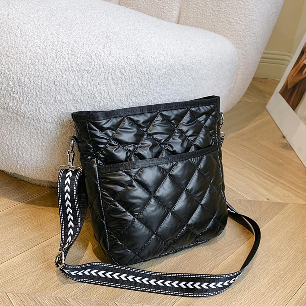 Dámská prošívaná crossbody taška Nastavitelná taška na rameno s širokým popruhem Diamond Lattice Taška přes rameno Polstrovaná Stylová taška Messenger
