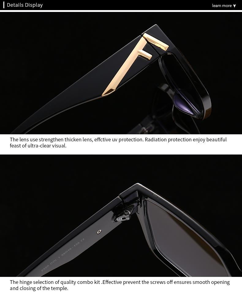 Fentjia Super Texture Square Decorative Sunglasses Men'S Fashion Street Photography Sunglasses Sunglasses  Women 2320