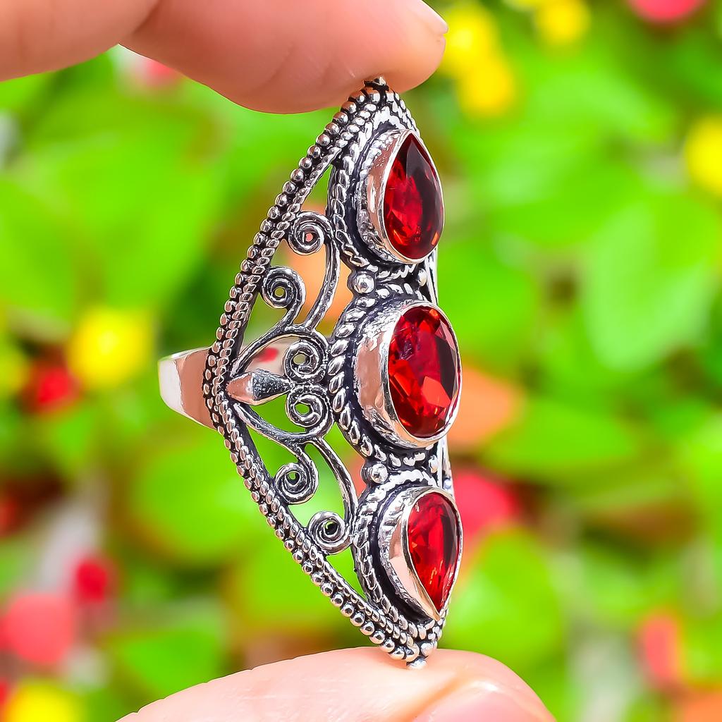 Mozambique Garnet Gemstone 925 Sterling Silver Gift Jewelry Ring Size 7