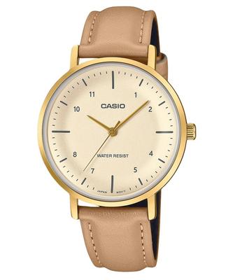 Orologio da Donna Analogico Standard con Cinturino in Pelle e Quadrante Salmone al Quarzo LTP-VT03GL-4B