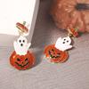 Dripping Oil Cute Pumpkin Ghost Necklace Personality Vintage Earring Punk Collarbone Chain  Girl