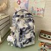 Schoolbag fashion casual backpack new tie-dye trend backpack Korean version large-capacity middle school student schoolbag make-up bag