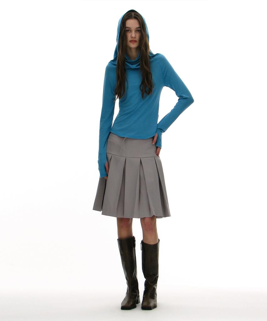 Partimento Woman Belted Pleated Skirt_Light Gray