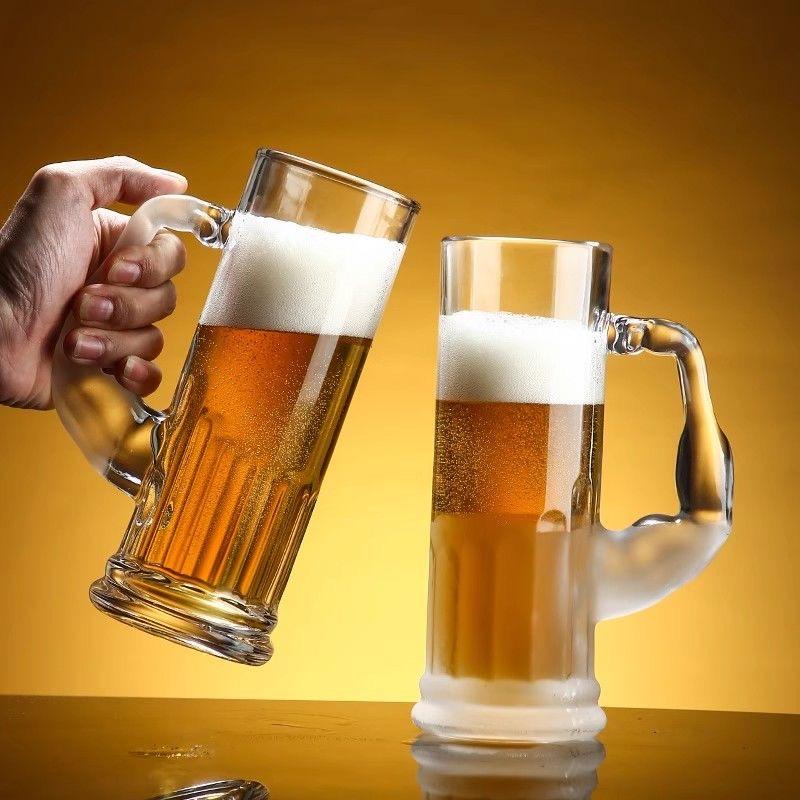 Hercules Muscle Beer Mug – Large Capacity Glass with Handle for Beer, Water, or Wine