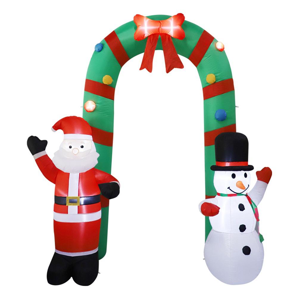 8FT Inflatable Christmas Arch & LED Light Giant Santa Claus and Snowman Arch for Square Shopping Mall Lawn Garden Holiday Party