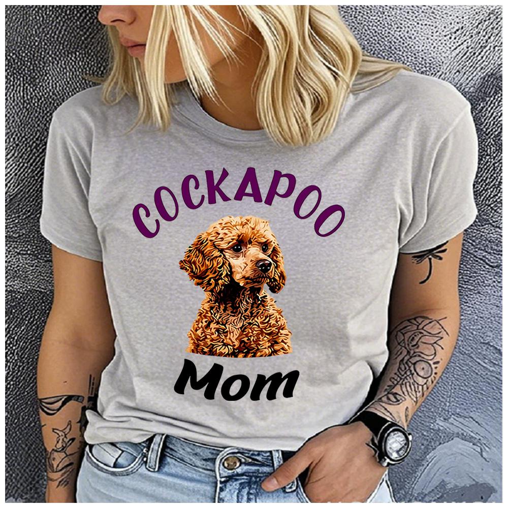 Unisex Polyester 100% SPHYNX MOM Print Loose round Neck Casual Short Sleeve T-Shirt Fashion Top for Summer