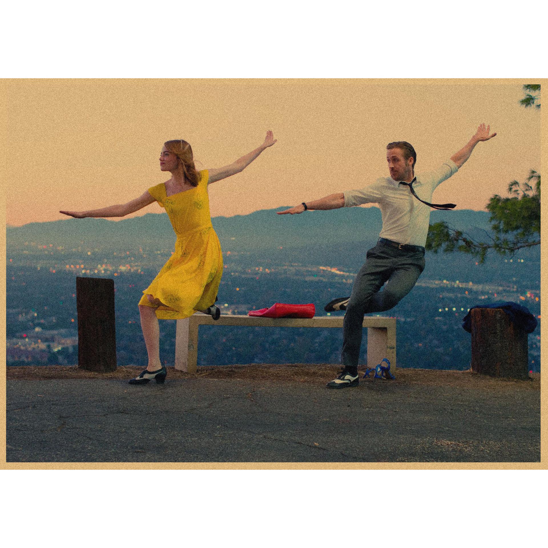 La La Land Retro Kraft Paper Poster - Music Film Wall Decor 42X29.7cm