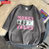 The Power of Money Determines Women's Fashion 100% Pure Cotton T-shirt Design Casual T-shirt High-end Street Short Sleeve