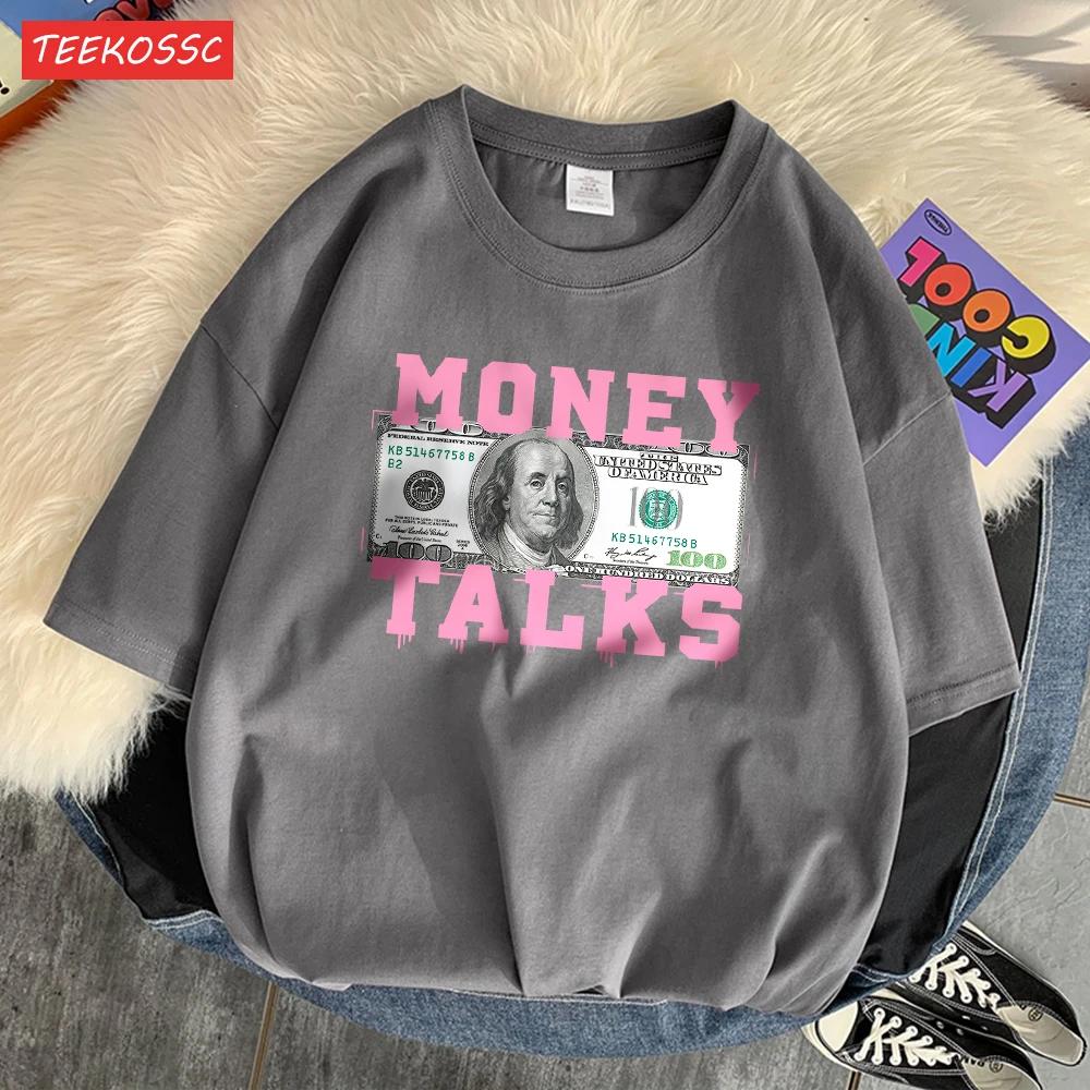 The Power of Money Determines Women's Fashion 100% Pure Cotton T-shirt Design Casual T-shirt High-end Street Short Sleeve