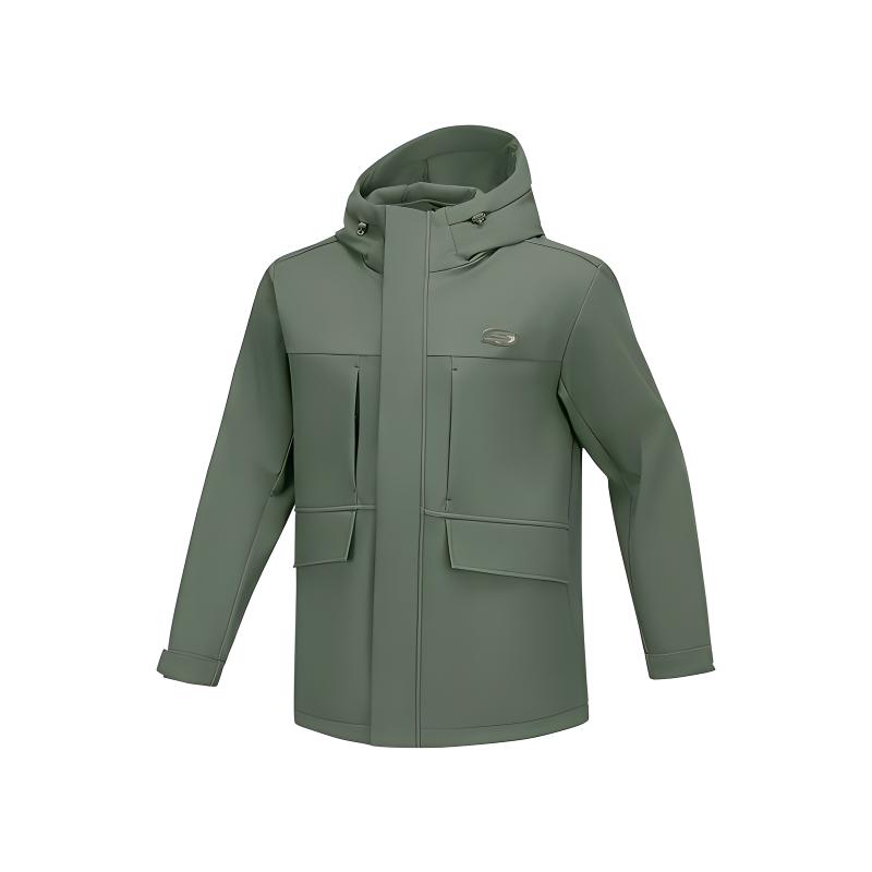 Skechers Basic Sports Series Casual Comfortable Windproof Warm Jacket Men Jacket Thyme-Green P424M122-031F L