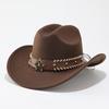 Western cowboy hat top hat versatile solid color big brim woolen jazz hat accessories gift hat men's and women's hats