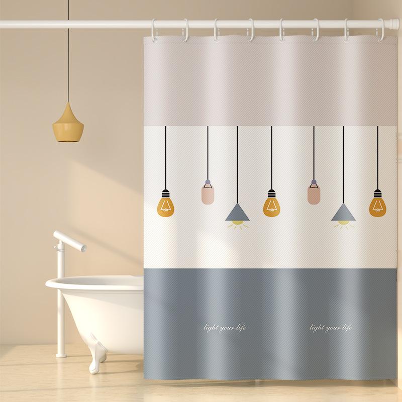 Digital Printing Shower Curtain Bathroom Shower Partition Curtain Bath Waterproof Thickened Polyester