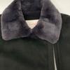 LEMONPLET Black faux shearling zip long coat coat S blackUsed