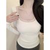Pure Desire Dopamine Lace Bottoming Shirt with Autumn and Winter New Sexy Big U-neck Slim-fit Long-sleeved Top Ins
