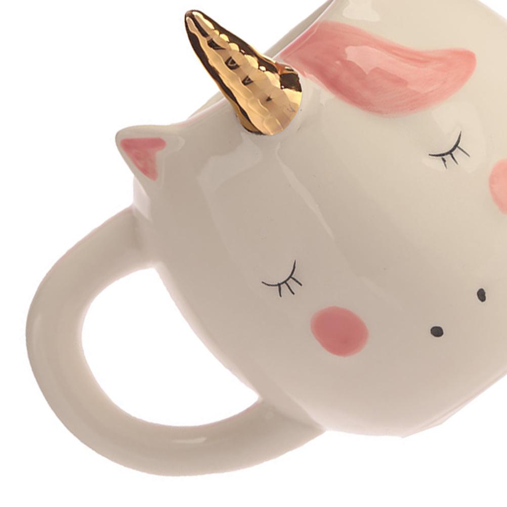 Stilvolle Einhorn Keramik Teetasse Becher Gesättigte Farbe Glatte Oberfläche für Zuhause Büro Kaffeestube Deko Keramiktasse