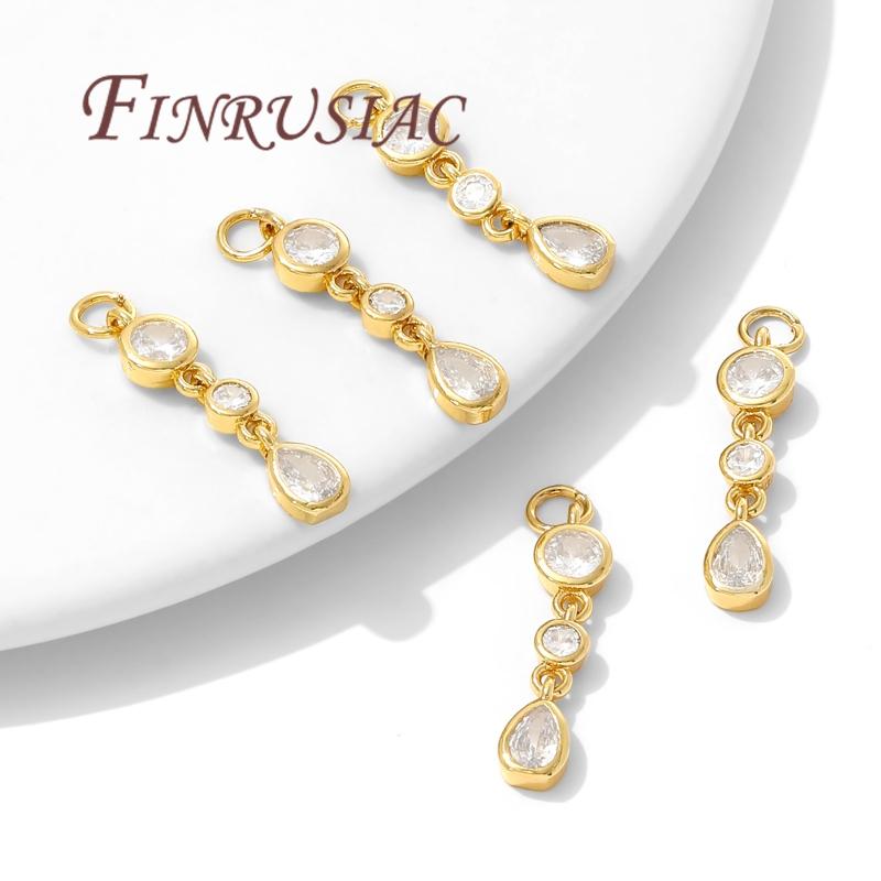 18K Gold Plated Brass with Zircon Charms For Jewelry Making,Long Pendants Charm For Necklaces Accessories,Earrings Findings