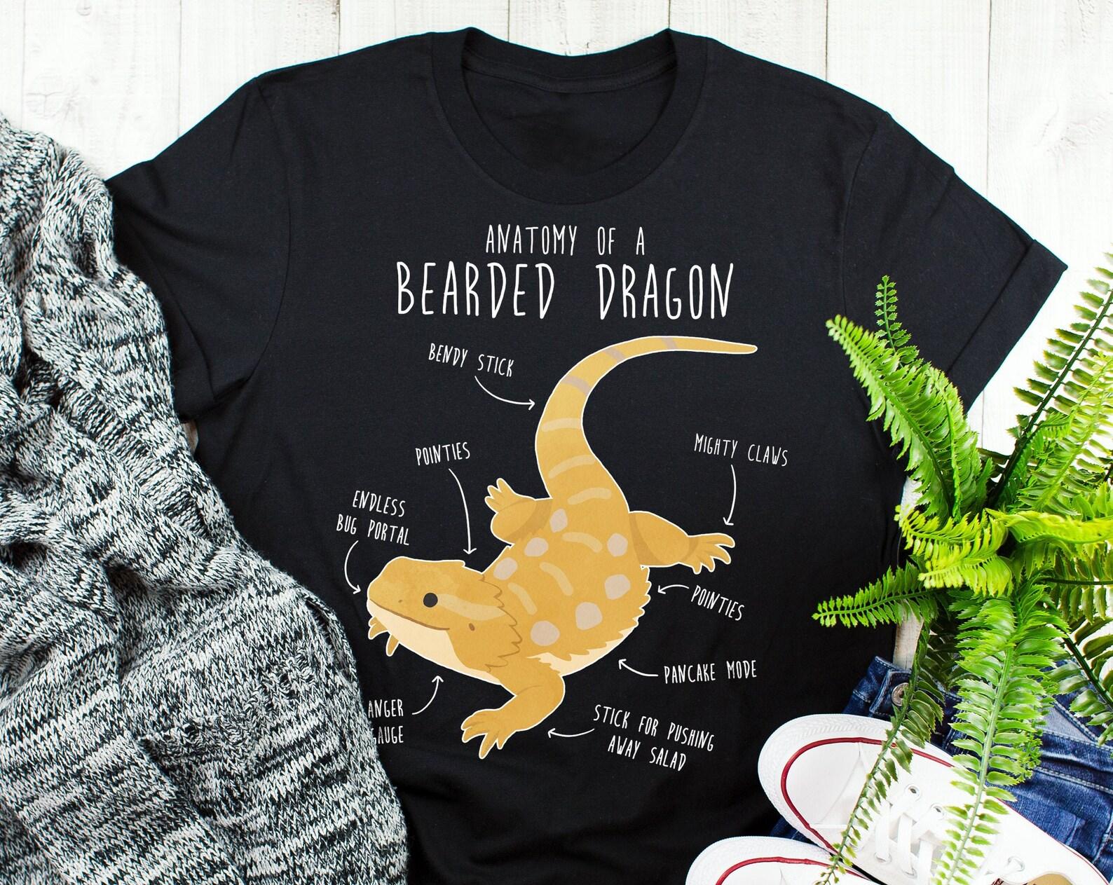 Bearded Dragon Shirt, , Tshirt, Pet Reptile Lover Gift, Funny Lizard T-Shirt, Cute Bearded Dragon Tee, Beardie Anatomy, Mom, Dad 130