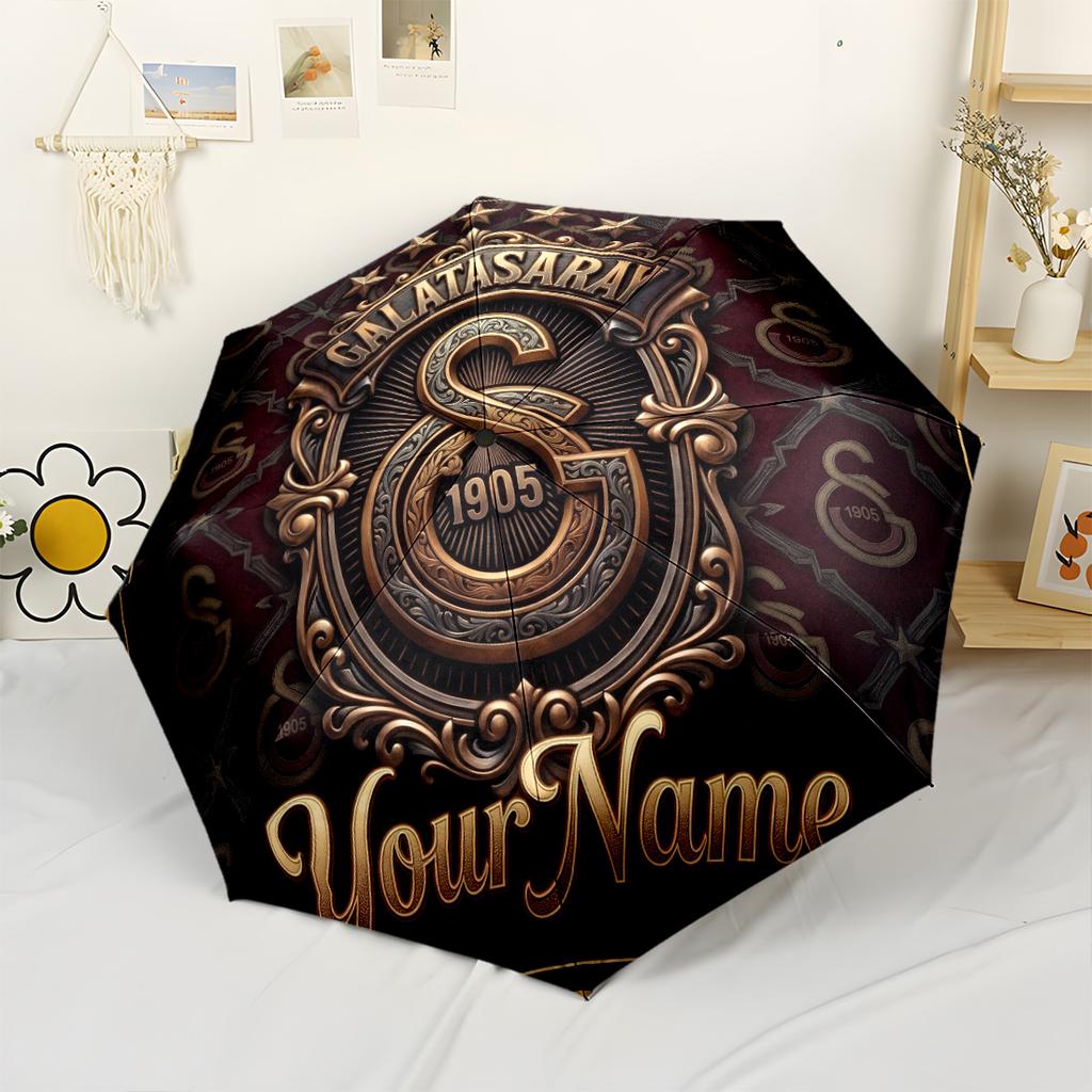 Galatasaray1 Customize Your Name Umbrella Portable Automatic Umbrella Compact 8-Rib Lightweight Foldable Design Perfect for Outdoor Adventures