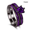 Fashion Couple Rings Charm Purple Rhinestones CZ Women Rings Set Trendy Men Stainless Steel Zirconia Ring Wedding Band Jewelry