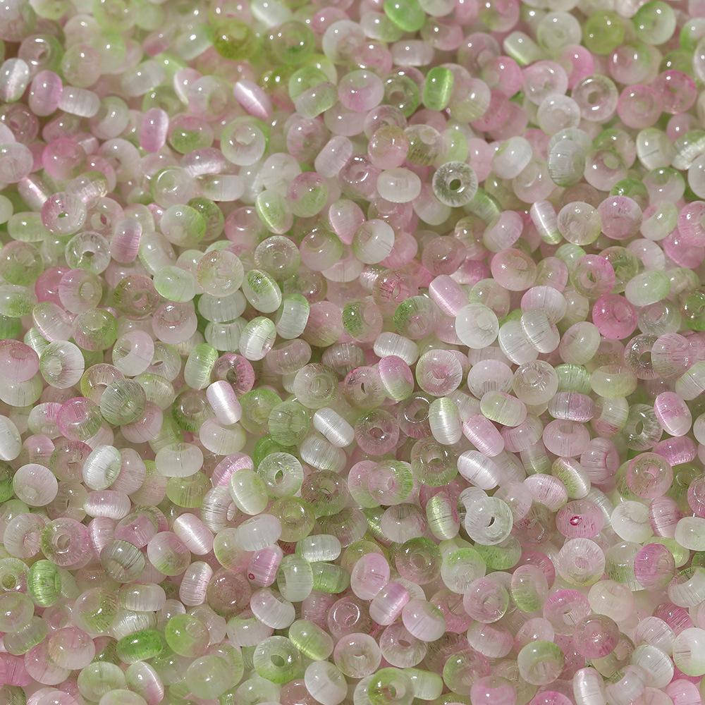 About 2 * 4mm Glass Two-color Cat's Eye Beads, DIY Bracelet Beaded Jewelry Accessories