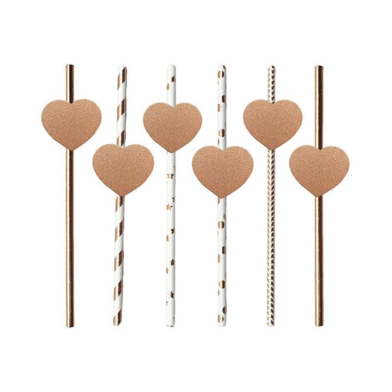 Degradable Heart Party Straws For Weddings And Celebrations With Creative Dessert Decor