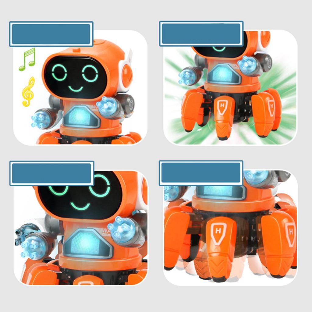 Children Robot Electric Robot Robot Six Claws Plastic Intelligent Dancing Singing Light Electric Robot for Boys