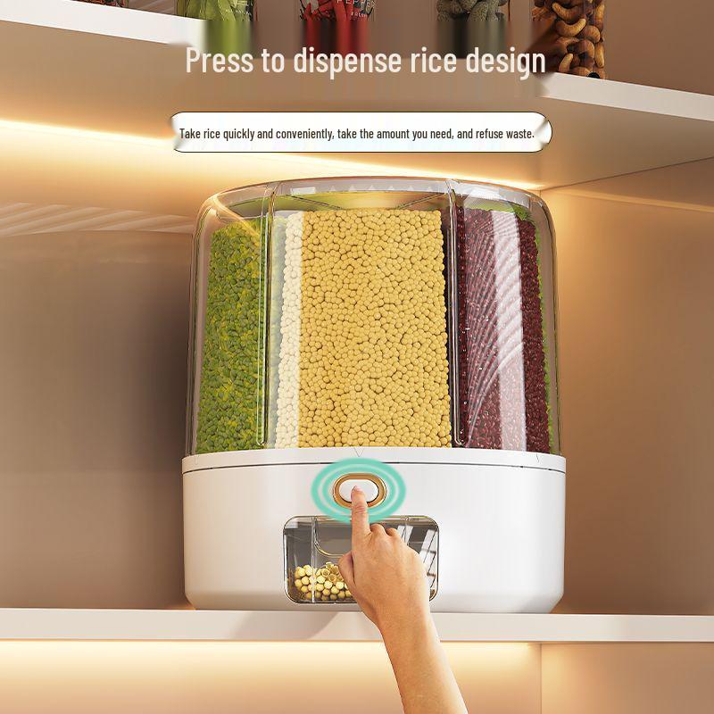 Rotating Grain Storage Jar: Airtight, Insect & Moisture-Proof Multi-Grid Container