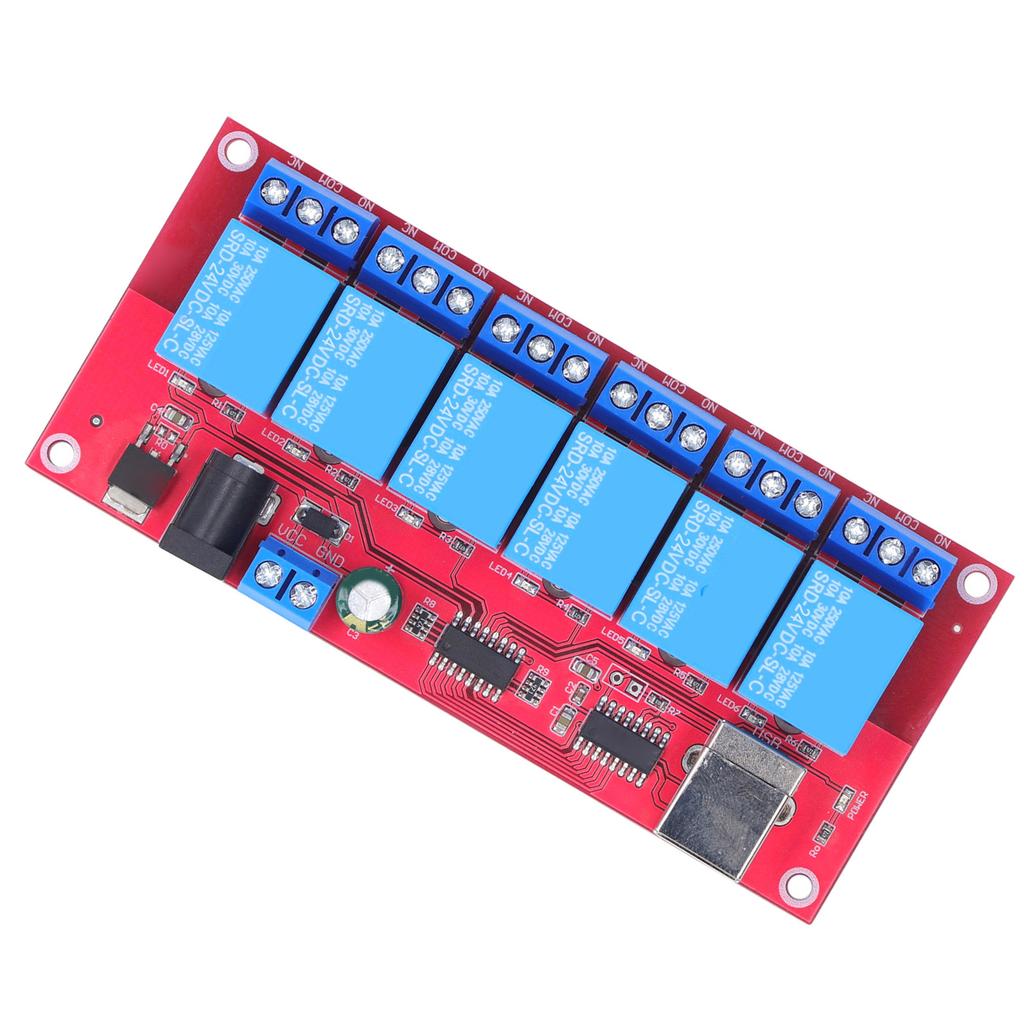 Modul Releu USB cu 6 Canale Moduri Ajustabile HID Fără Driver Placă Releu USB pentru Casă Fermă 24V
