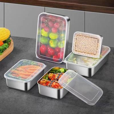 Contenitori per Alimenti in Acciaio Inossidabile Contenitori Ermetici per Snack con Coperchio Portapranzo Impilabile per Campeggio Picnic Scuola