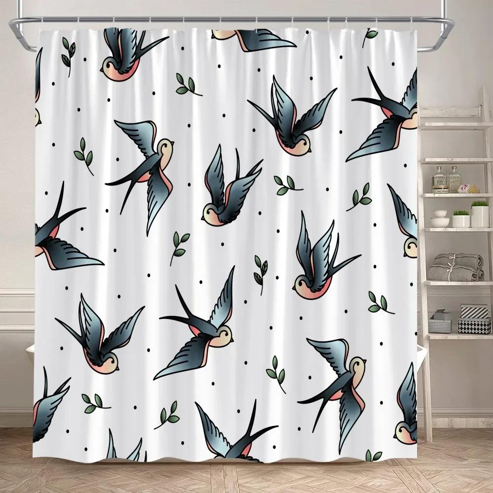 Funny Cartoon Dogs Shower Curtain Cute Dinosaur Tropical Fish Animals Footprints Kids Bath Curtains Polyester Bathroom Decor Set