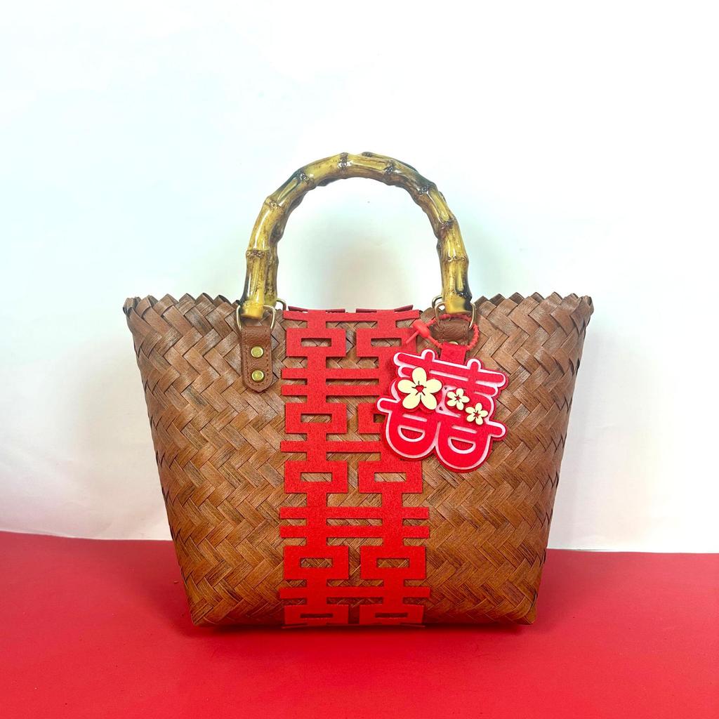 Bridal Woven Basket Handbag with Candy Box for Bridesmaid & Guest Gifts