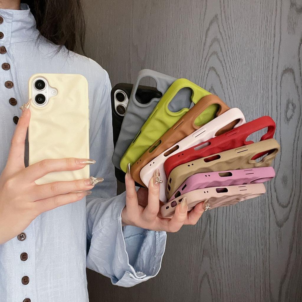 3D Wrinkled Water Ripples Pattern Soft Frosted TPU Shockproof Mobile Phone Case for iPhone 11 12 13 14 15 16 Pro Max