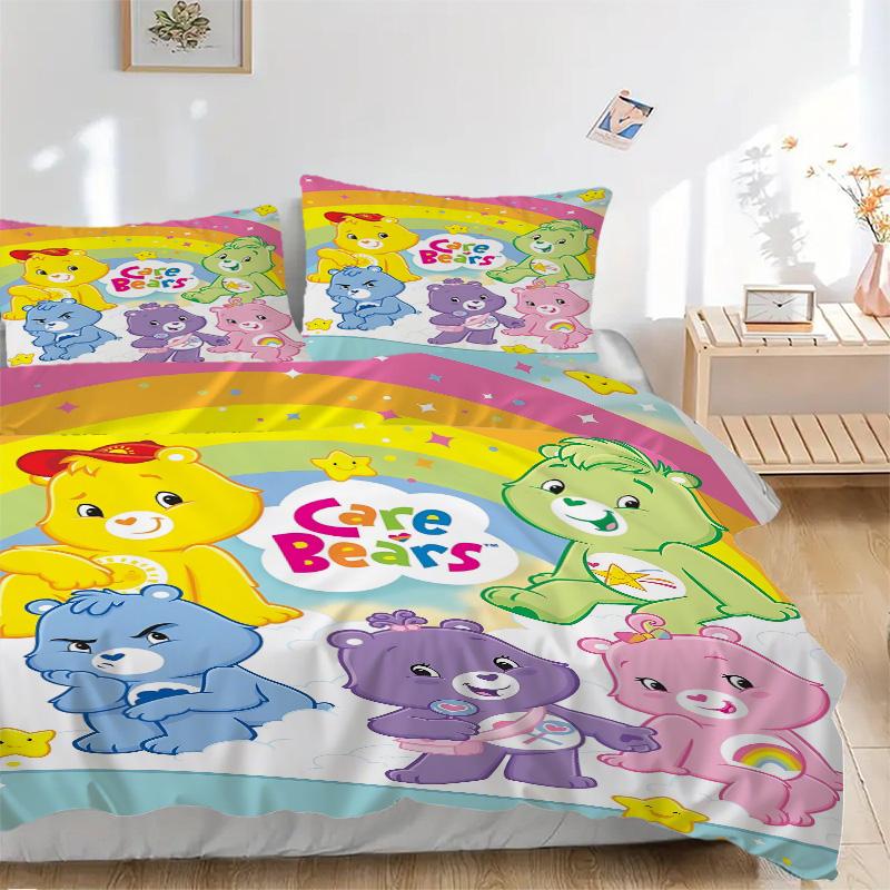 Care Bears Rainbow Friends Print 3Pcs Bedding Setduvet Cover With 2 Bedropillowcase Home Birthday Gift