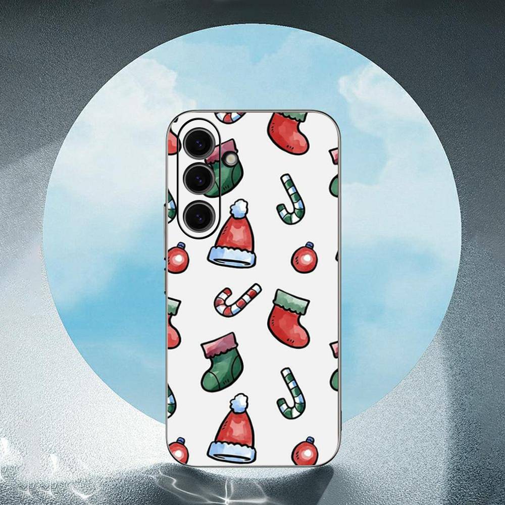 Candy Canes For Samsung Galaxy S25 S24 S23 Ultra S22 S21 Plus S20 Black Soft Silicone Protective Case