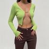 Knitted Cropped Sweaters Women Chain V Neck Long Sleeve Cardigan Tops Pullovers Oversized Clothes Solid S-L