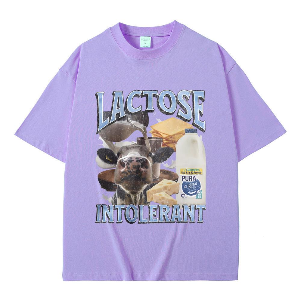 Laktoseintolerant Grafisk T-skjorte Herremote Høy Kvalitet Bomulls T-skjorter Menn Kvinners Casual Oversized Kortermet T-skjorte