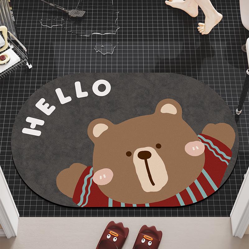 Quick-Dry Cartoon Bath Mat - Absorbent, Dirt-Resistant, Easy-to-Clean Diatomaceous Earth Floor Mat for Bathroom & Toilet