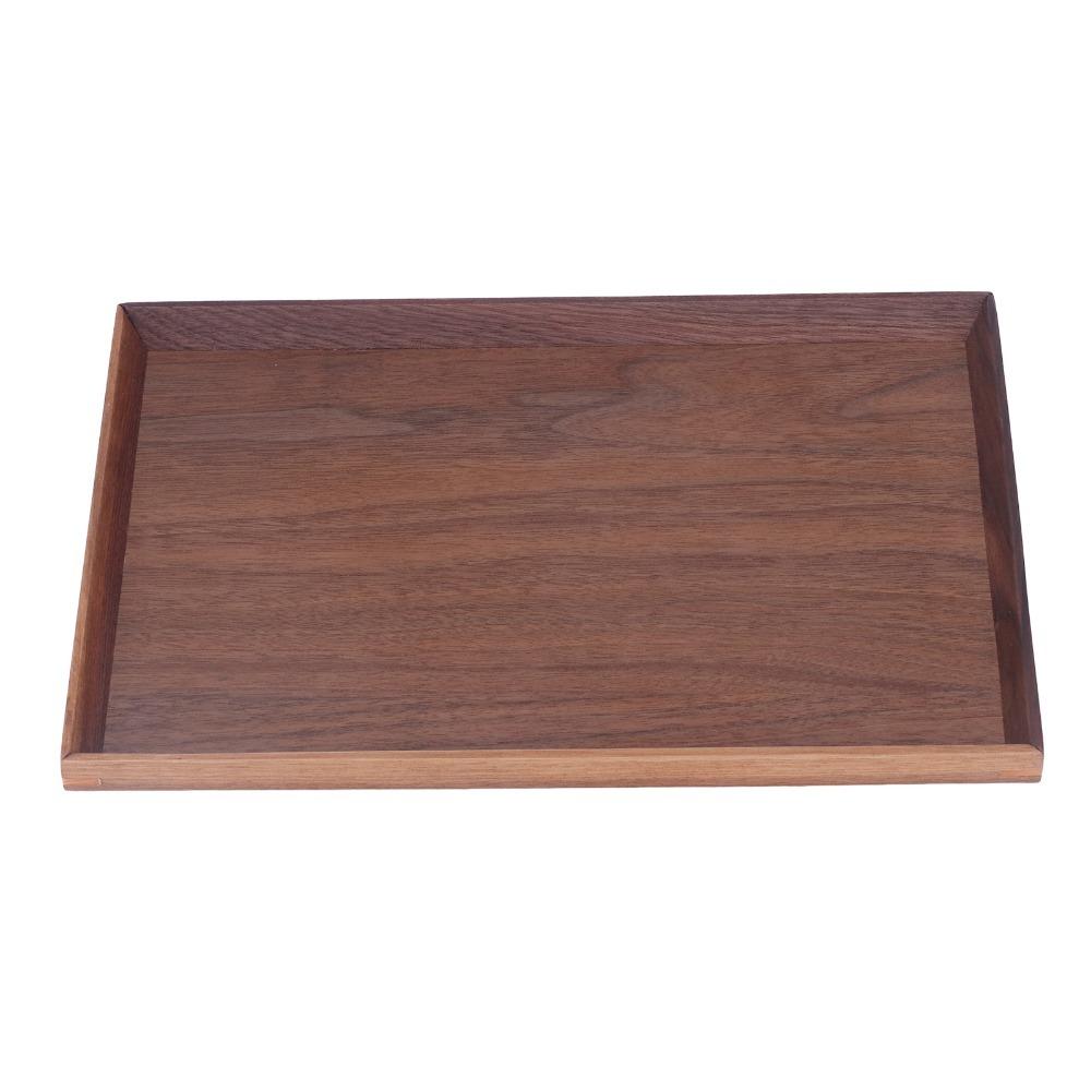 Smooth Edge Solid Wood Wooden Tray Rectangle Hard Texture Tea Tray Matte Anti Scratch Japan Style Platter Snack Serving